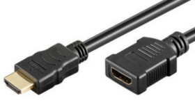 Extension cable, 5 m, black, HDMI plug type A, straight to HDMI socket type A, straight, BS77479-5.0