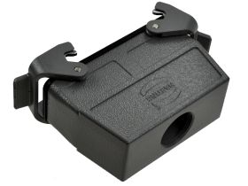 Obudowa złącza; Han B; 19300240737; 24B; metal; proste; na przewód; 1 górne wyjście przewodu; z 2 klamrami; wyjście na dławnicę