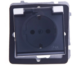 SONATA Gniazdo bryzgoszczelne z/u Schuko IP44 klapka przezroczysta białe GPH-1RS/m/00/d