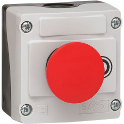 BACO LBX10210 Control Station 1 Button Mushroom Head Spring Non-Illuminated Red