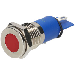 R-TECH 657048 Panel Indicator 12mm Flat 24V Blu Nickel Brass