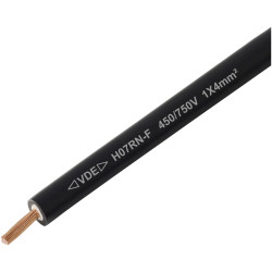 TRU COMPONENTS TC-13537064 Rubber flexible cable black 1 x 4 mm&#xB2; per metre