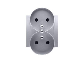 SIMON 54 Pokrywa gniazda podwójnego z przesłonami do ramek NATURE srebrny mat DGZ2MZNP/43 KONTAKT SIMON