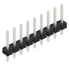 Pin header, 9 pole, pitch 2.54 mm, straight, black, 10058358