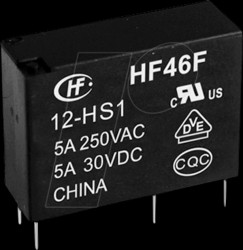 HF46F/12-HS1 Subminiature intermediate power relay, 12 V DC, 5 A, 1 NO contac