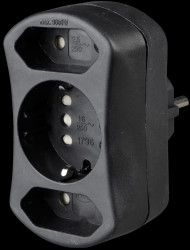 179605004 2x Euro, 1x safety contact, black