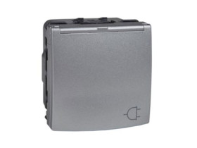 UNICA TOP Gniazdo schuko pojedyncze z klapką aluminium MGU3.037.30TA SCHNEIDER ELECTRIC