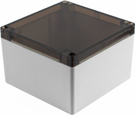 PC enclosure, (L x W x H) 140 x 140 x 90 mm, light gray (RAL 7035), IP68, 1554QA2GYSL