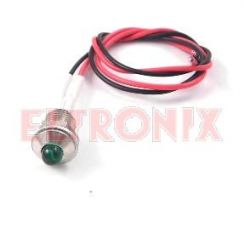 KONTROLKA LED F5G 24VDC ZIELONA METALOWA WYPUKŁA Z PRZEWODEM