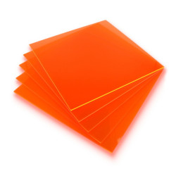 Plexi fluo pomarańczowa wylewana - 3mm - 290x290mm - 5szt.