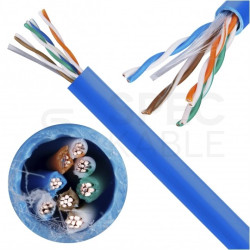 Kabel sieciowy U/UTP kat.5e skrętka 4x2x0,48mm wewnętrzny PVC niebieski linka Alantec