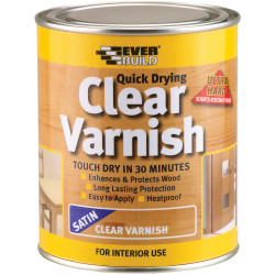 Everbuild WVARCLS07 Quick Dry Wood Varnish Satin Clear 750ml