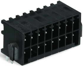 Pin header, 10 pole, pitch 3.5 mm, angled, black, 713-1425/037-000