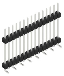 Pin header, 15 pole, pitch 2.54 mm, angled, black, 10052019