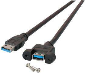 USB 3.0 cable for front panel mounting, USB plug type A to USB socket type A, 1.8 m, black, K5265SW.1,8