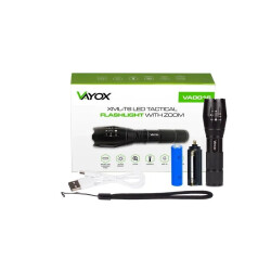 Latarka LED 8W taktyczna 1000Lm Zoom z akumulatorem VA0016 VAYOX