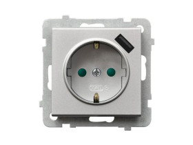 SONATA Gniazdo pojedyncze z uziemieniem schuko z przesłonami torów prądowych z ładowarką USB srebro mat GP-1RSPUSB/m/38 OSPEL