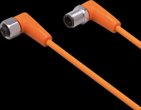 Sensor actuator cable, M12 cable plug, angled, A to M12 cable socket, angled, A, 3 pole/5 pole, 0.6 m, PVC, orange, 4 A, EVT110