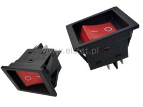 Przeł. kołys. ON-OFF stabilny 4p czerwony 230V 16A