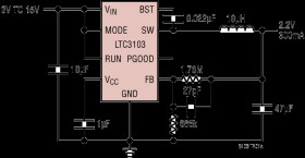 1.8μA Quiescent Current, 15V, 300mA Synchronous Step-Down DC/DC Converter