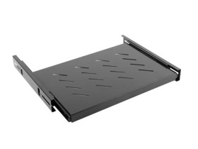 Wysuwana półka do szaf 19 600mm czarna LANBERG (1U/465x350mm udźwig do 18kg montaż 4 punktowy) AK-1006-B