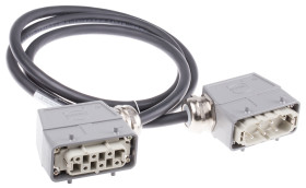 Wzmocnione złącze zasilania 6-pinowe HARTING 22A 300 V, 600 V Żeńskie do męskiego