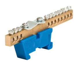 Listwa zaciskowa zerowa 11 x 10mm2 + 1 x 35mm2 niebieska TH 35-K/N