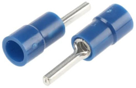 Końcówka pinowa, Cyna, 1.9mm średnica, 10mm długość, Niebieski, 14AWG - 16AWG Bez osłony