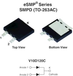 V10D120C Dual High-Voltage TMBS&#174; (Trench MOS Barrier Schottky) Rectifier Ultra Low VF = 0.53 V at IF = 2.5 A