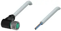 Sensor actuator cable, M8 cable socket, angled, A to open end, 3 pole, 10 m, PVC, gray, 3 A, 109027