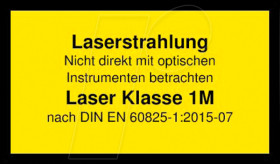 70114218 Laser warning label German DIN EN 60825, class 1M, 38x23 mm, yel