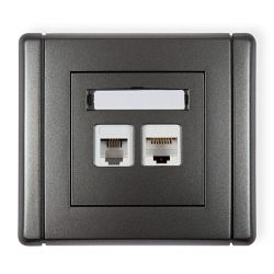 Gniazdo tel. poj. 1xRJ11 + komp. poj. 1xRJ45, kat. 5e, 8-stykowe