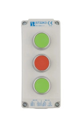 Kaseta sterownicza 3-otworowa z przyciskami zielony/czerwony/zielony IP65 ST22K3\02-1