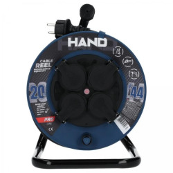 Przedłużacz budowlany zwijany na bębnie Rozgałęźnik na 4 gniazda 2P+Z 230V IP44 na kablu OW 3x1,5mm2 20m HAND