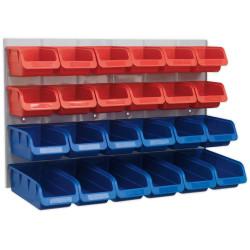 Sealey TPS132 Bin &amp; Panel Combination 24 Bins - Red/Blue