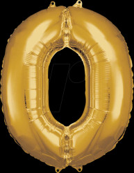 9906265 AMSCAN foil balloon, number 0, gold