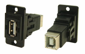 Złącze USB A to B Montaż na panelu Żeńskie do żeńskiego 2.0 2-portowe