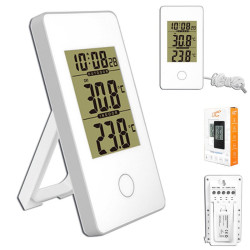 Stacja pogody STP01 biała temp, zegar,(budzik)