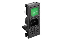 Złącze IEC IEC C14 Montaż na panelu Męski 10A Pionowy Bulgin