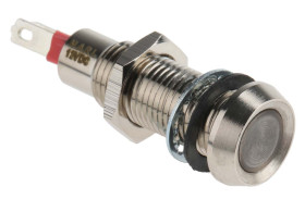 Lampka kontrolna do montażu panelowego 12V dc, zielona 8.1mm LED Chrom Końcówka lutownicza Marl