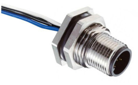 Złącze wielostykowe przemysłowe 5-pinowe M12, panelowe Wtyczka RS PRO