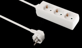 Power strip, 3-way, white, 3-m cable