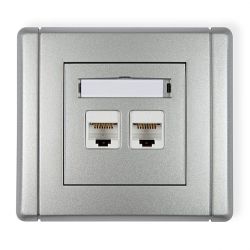 Gniazdo komputerowe podwójne 2xRJ45, kat. 5e, 8-stykowe