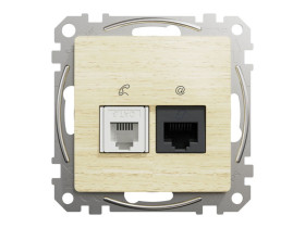 SEDNA DESIGN & ELEMENTS Gniazdo komputerowo-telefoniczne (RJ45 kat.6UTP+RJ11) brzoza SDD180468 SCHNEIDER ELECTRIC