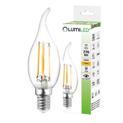 Żarówka LED Świeczka Dekoracyjna E14 BA35 7W = 60W 770lm 3000K Ciepła 360 Ozdobna Płomień Filament LUMILED