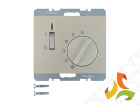 BERKER K.5 Regulator temperatury pomieszczenia 24V z wyłącznikiem stykiem zwiernym i diodą LED stal szlachetna lakierowana 20317