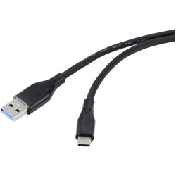 Renkforce RF-4995176 USB cable black PVC flexible 2m USB-A to USB-C