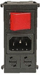 Combination element plug C14, 3 pole, snap-in, plug-in connection, black, BZV03/Z0000/09