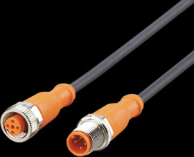 Sensor actuator cable, M12 cable plug, straight, A to M12 cable socket, straight, A, 5 pole/4 pole, 1.5 m, PUR, black, 4 A, EVC3