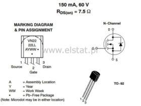 VN 2222L MOSFET TO92 N-CH 60V 0,5A